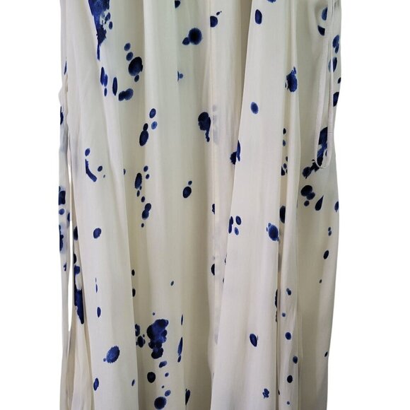 Anthropologie Maeve Inkdrop Midi Dress Tie Waist Blue White Crochet Size Large - Picture 10 of 12